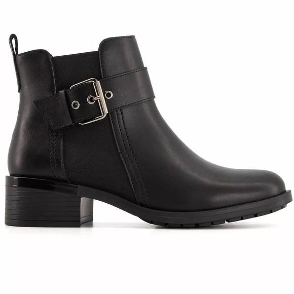 NEW ANDREA women's leather booties with elastic side and buckle in black - Picture 2 of 3